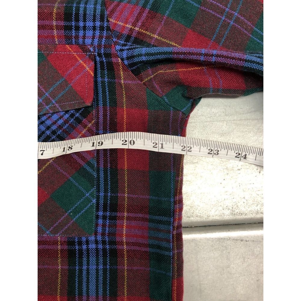 Vintage Backpacker Button Up Flannel Shirt Mens Medium Red Green Plaid Western - Picture 6 of 7